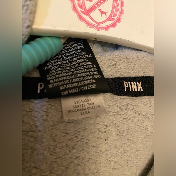 VS PINK VINTAGE BOYFRIEND HOODIE SWEATSHIRT BLACK GRAY COLORBLOCK AZTEC BLING SM - Picture 4 of 9
